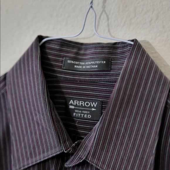 ARROW MENS FITTED DRESS SHIRT -15 1/2 -32/33 -Medium - Picture 3 of 3
